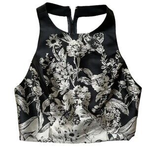 Alice + Olivia Black and White Floral Crop Top
